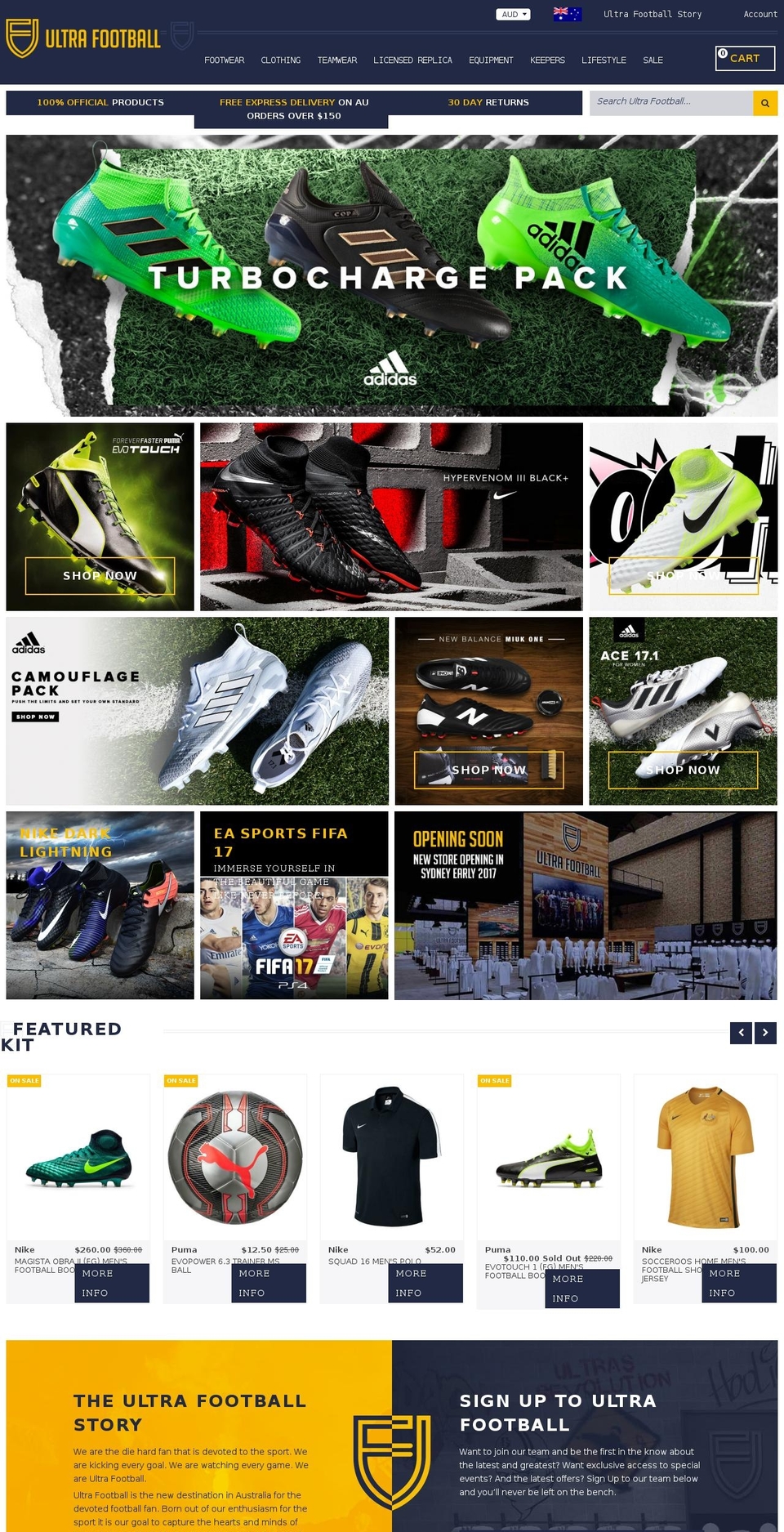 ultrafootball.com shopify website screenshot