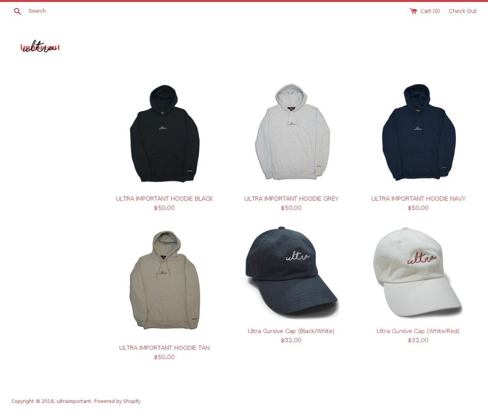 ultraimportant.com — Shopify storefront screenshot