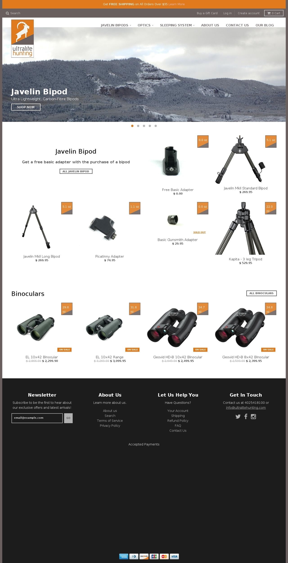 ultralighthunting.net shopify website screenshot
