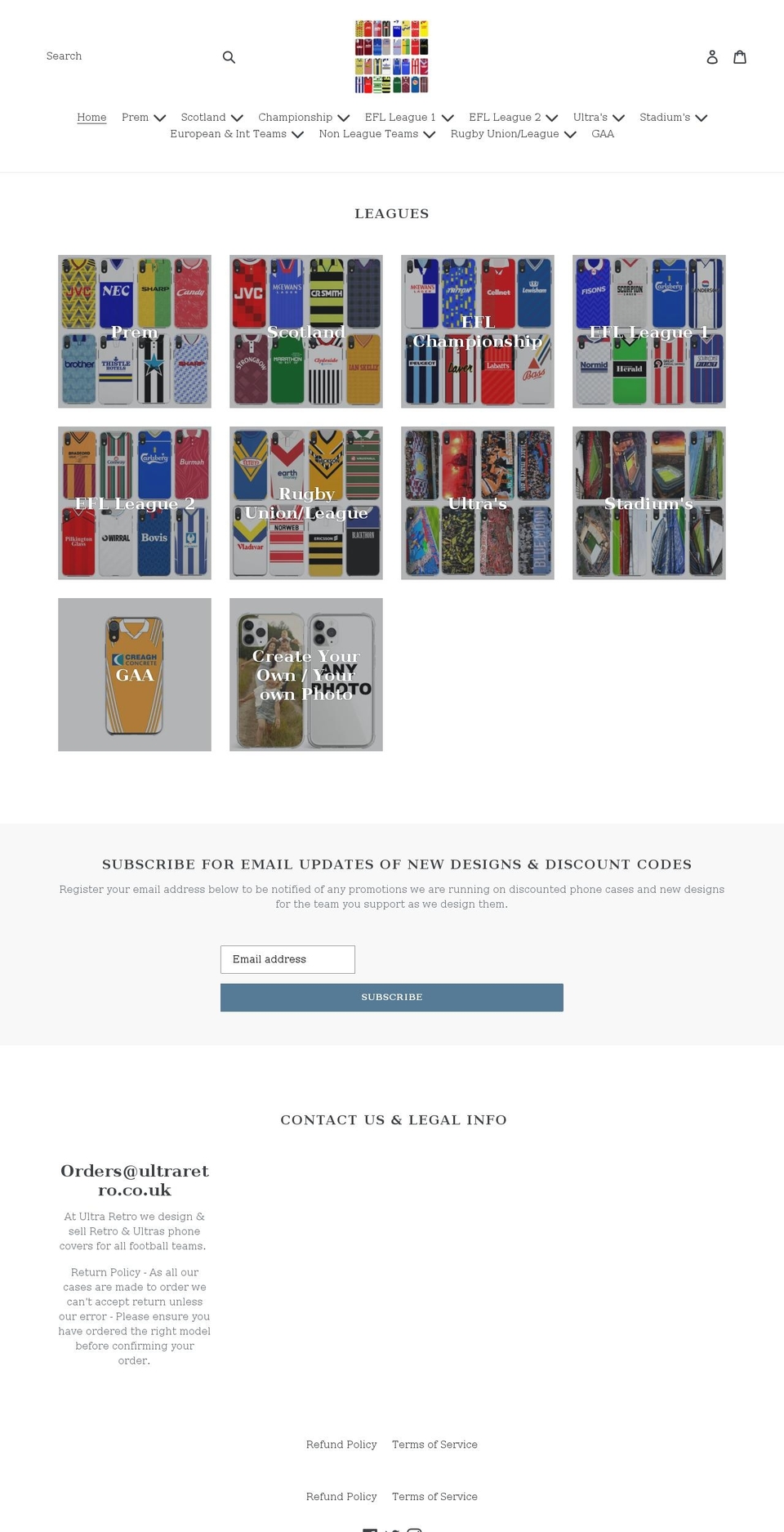 ultraretro.co.uk shopify website screenshot