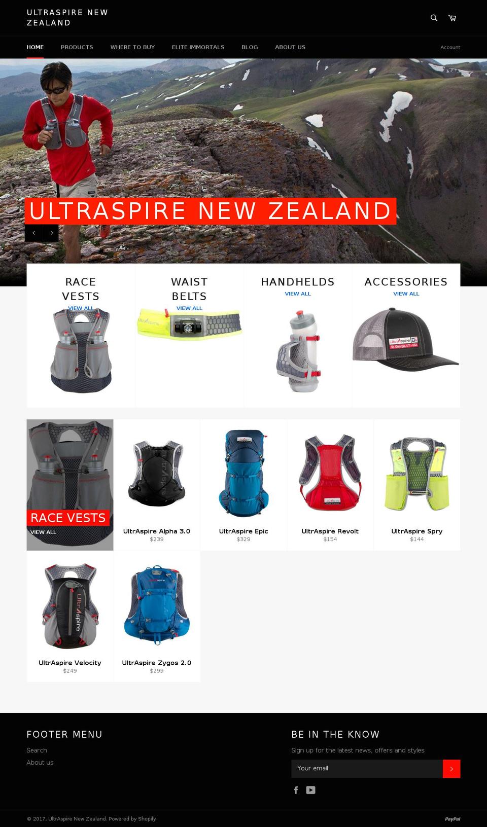 ultraspire.nz shopify website screenshot