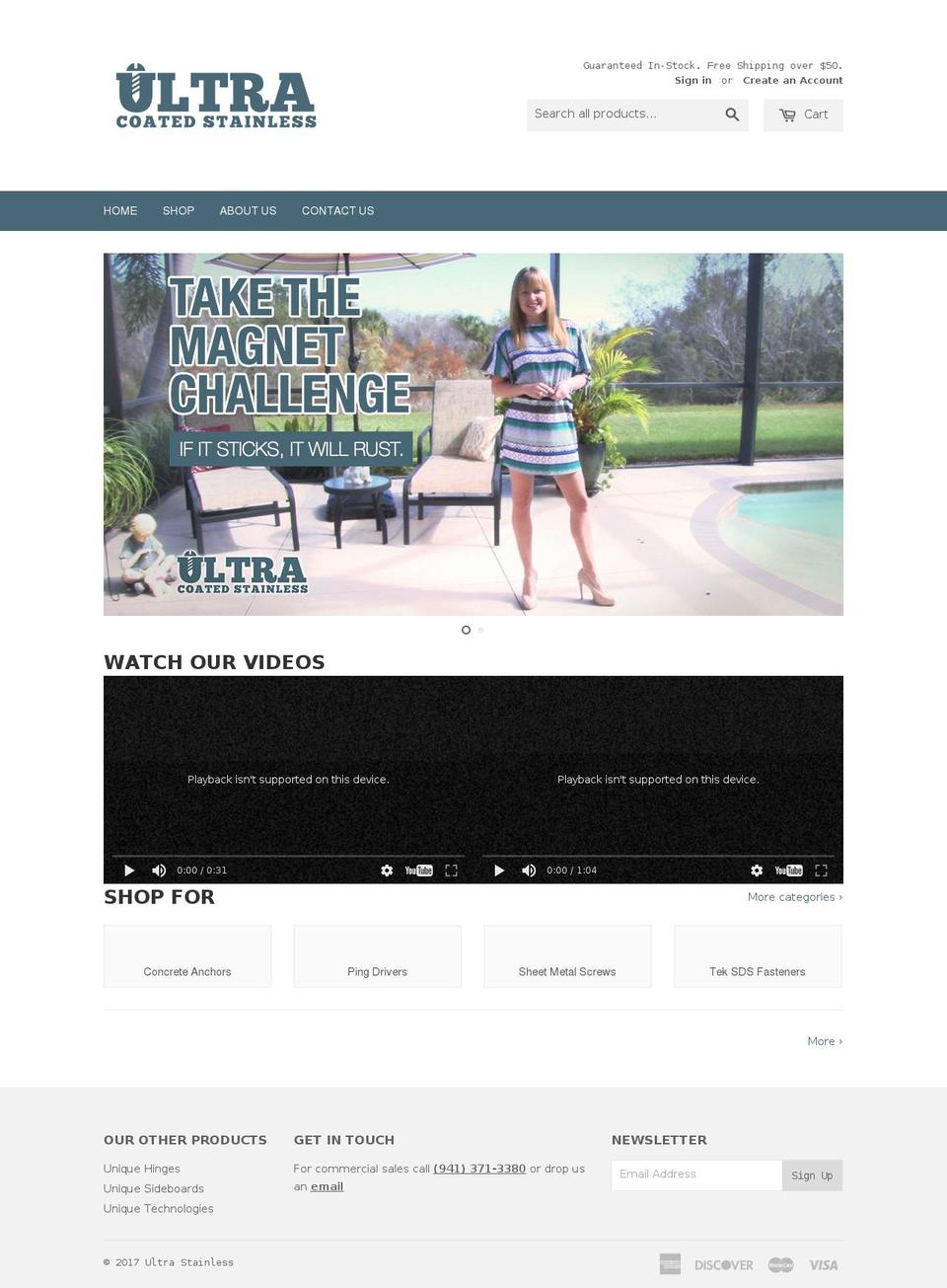 ultrastainless.com shopify website screenshot