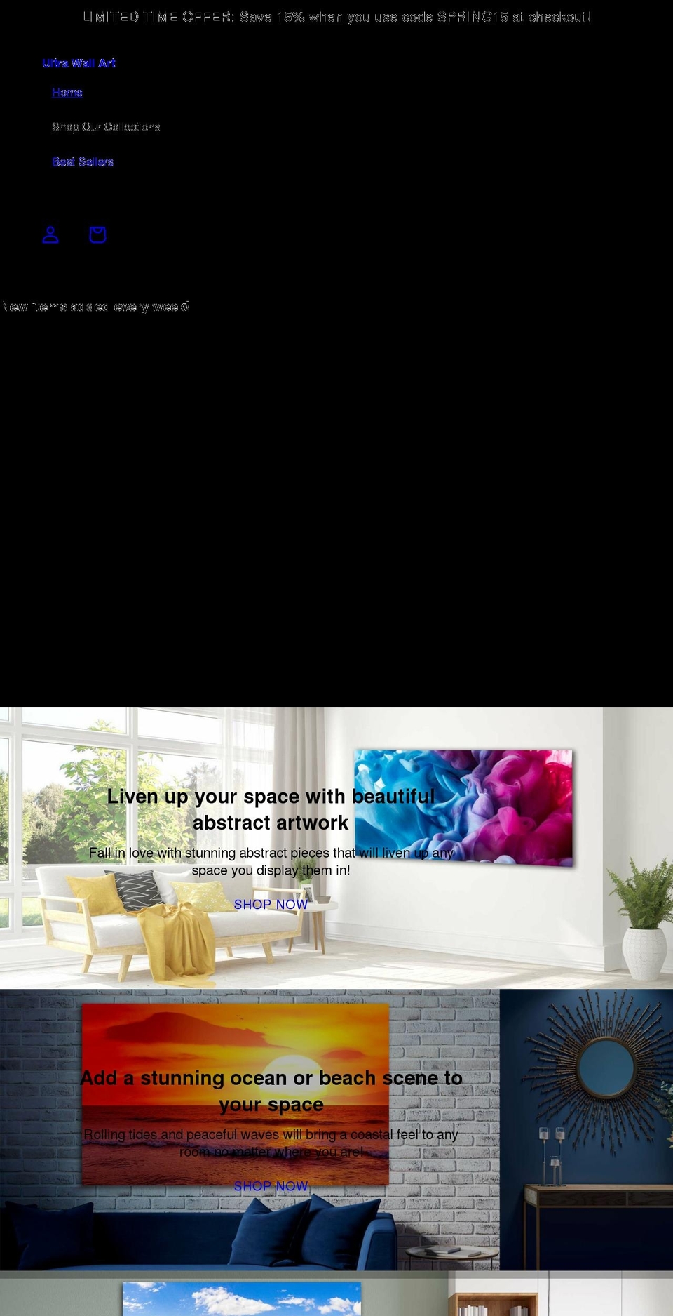 ultrawallart.com shopify website screenshot