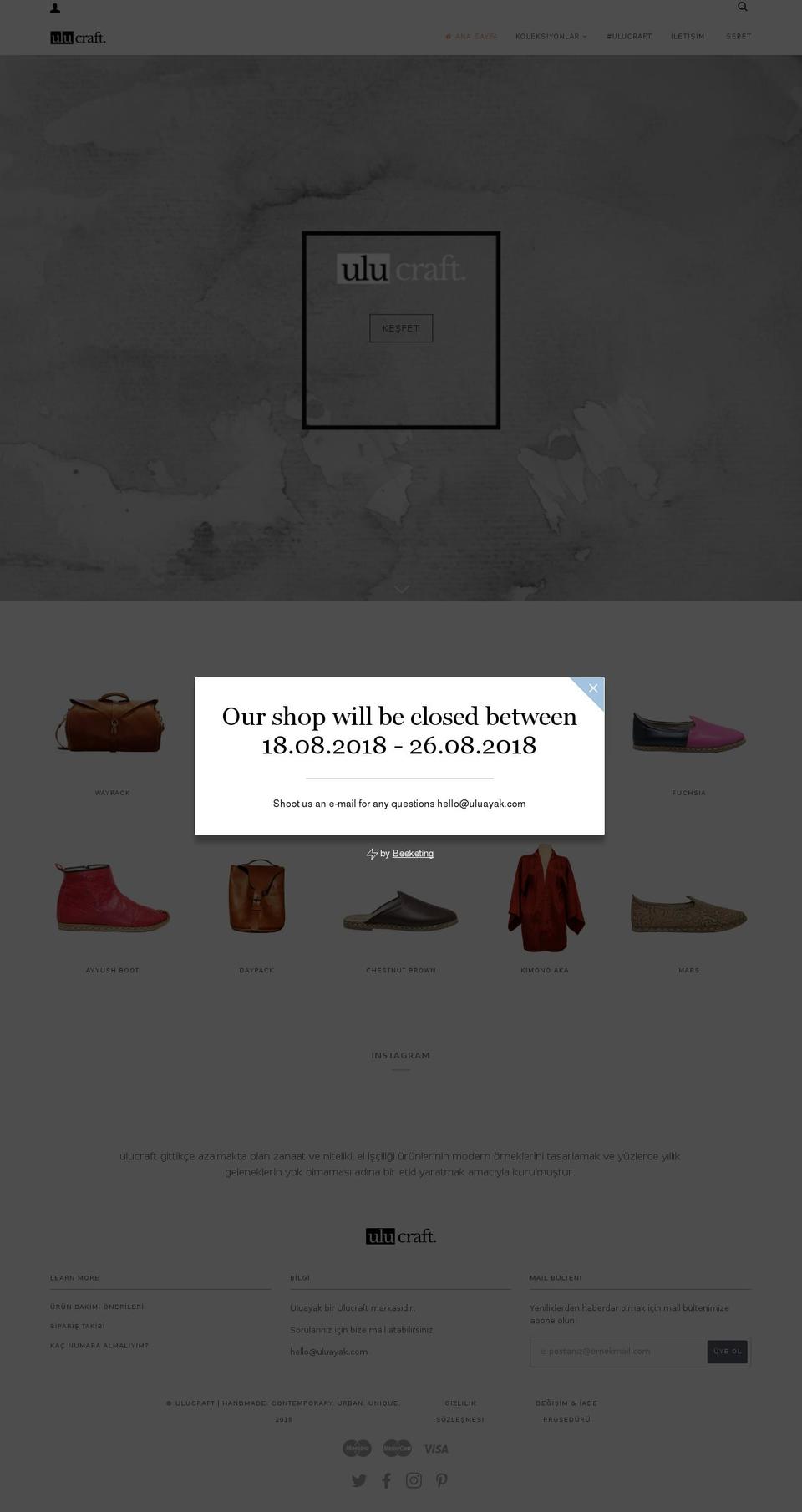 ulucraft.com — Shopify storefront screenshot