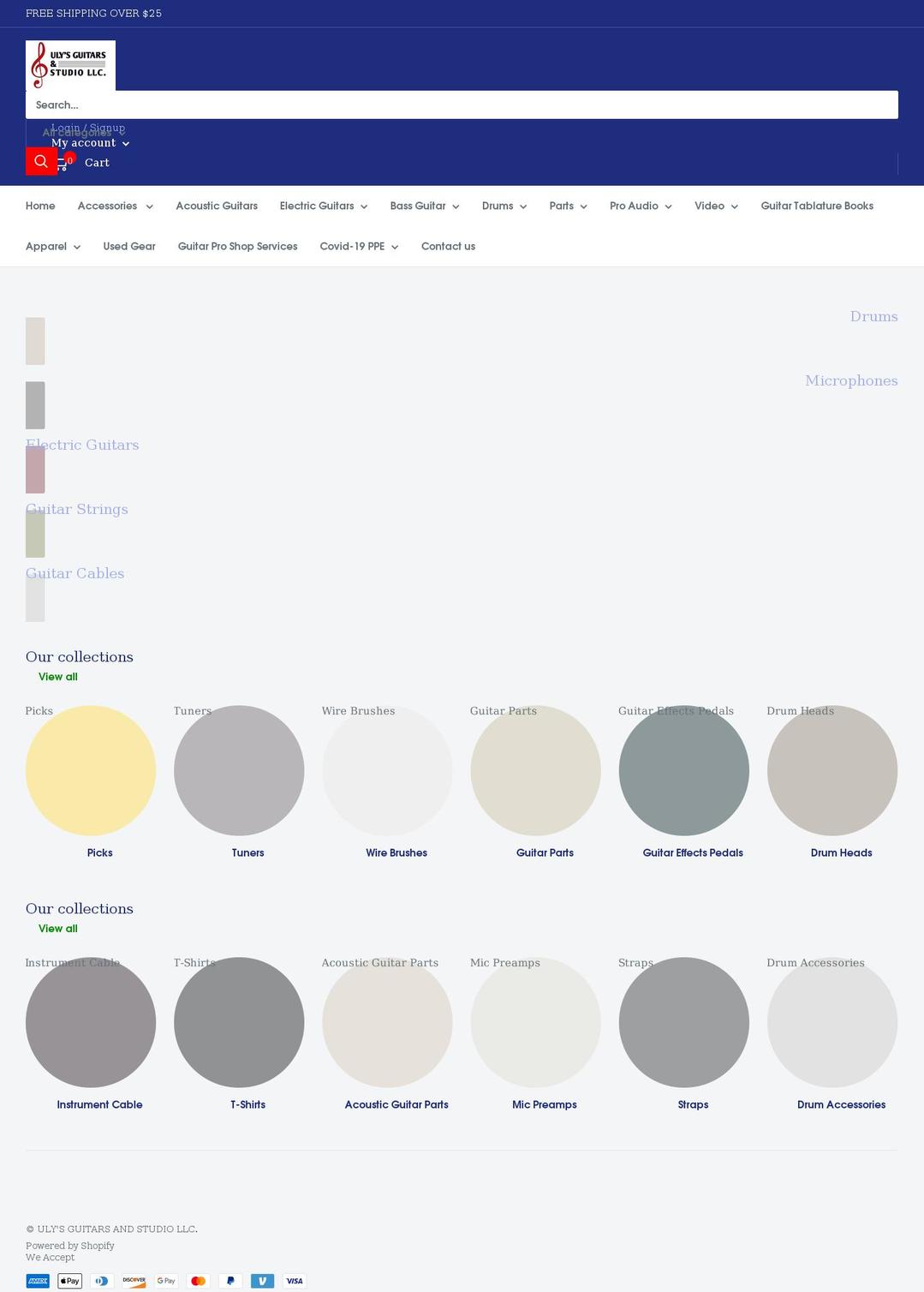 ulysguitarsandstudio.com shopify website screenshot