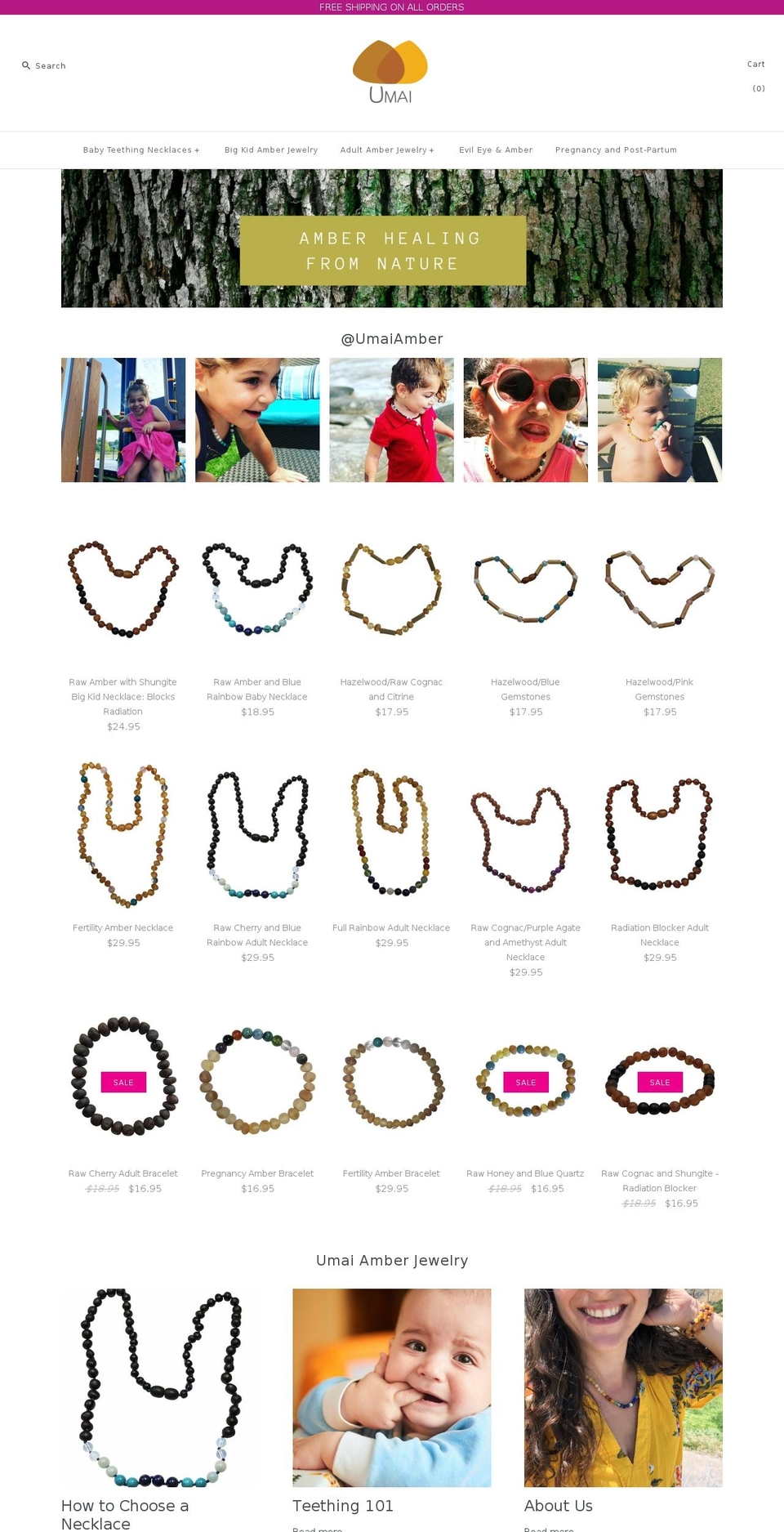 umaiamber.com — Shopify storefront screenshot