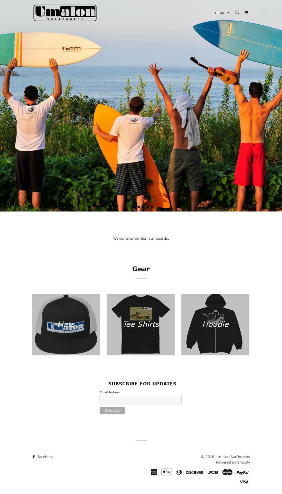 umalonsurfboards.com shopify website screenshot