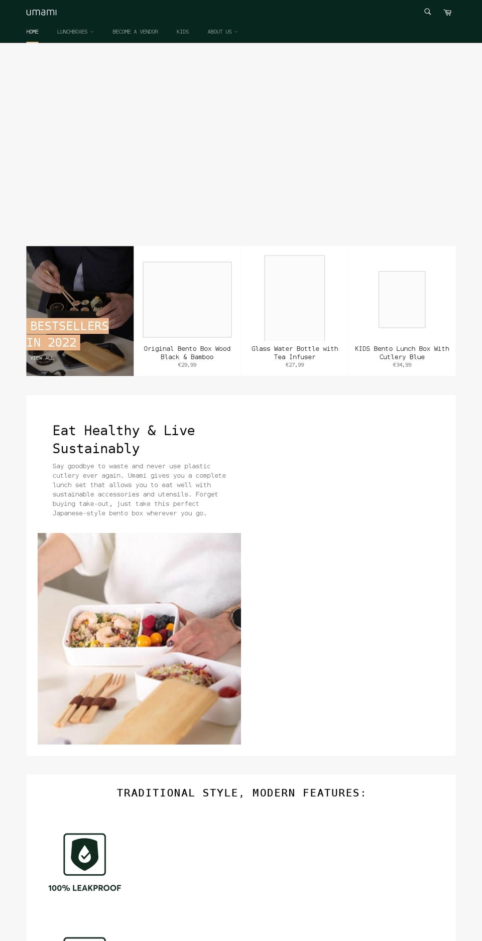 umami-bento.com shopify website screenshot