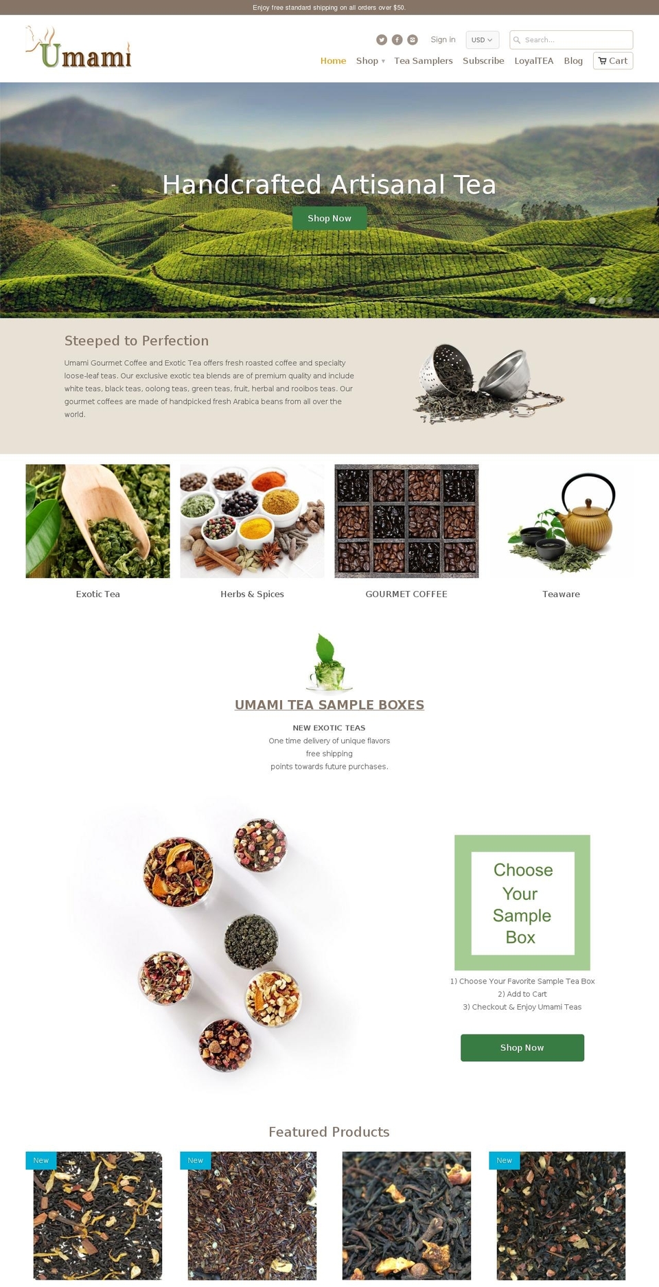 umamiteas.com shopify website screenshot