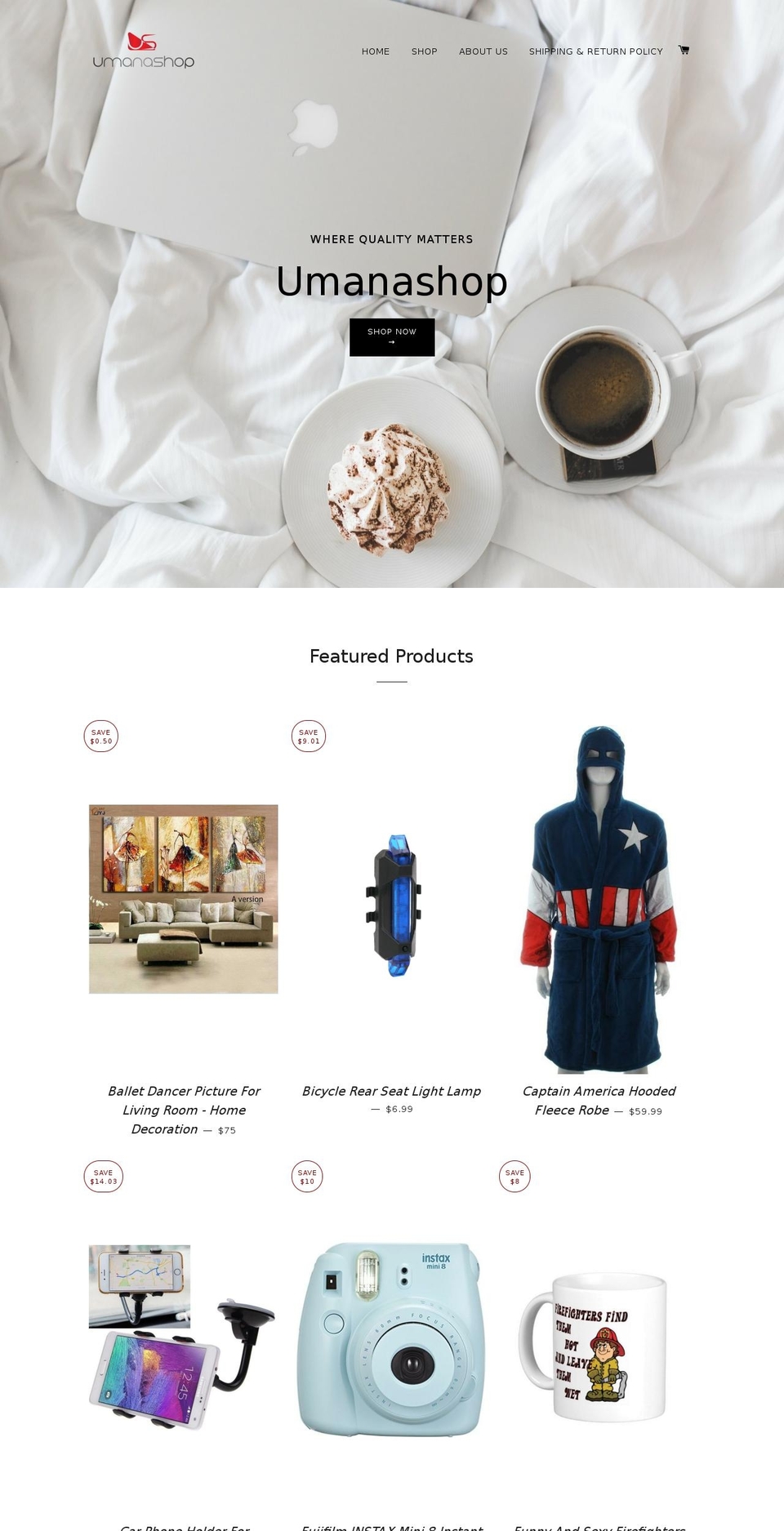 umanashop.com shopify website screenshot