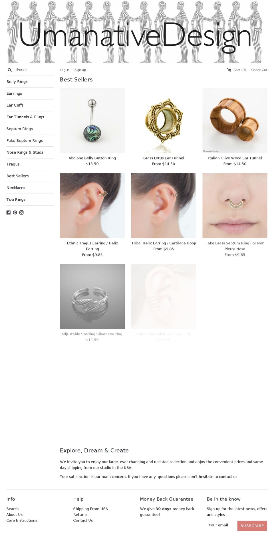 umanativedesign.com — Shopify storefront screenshot