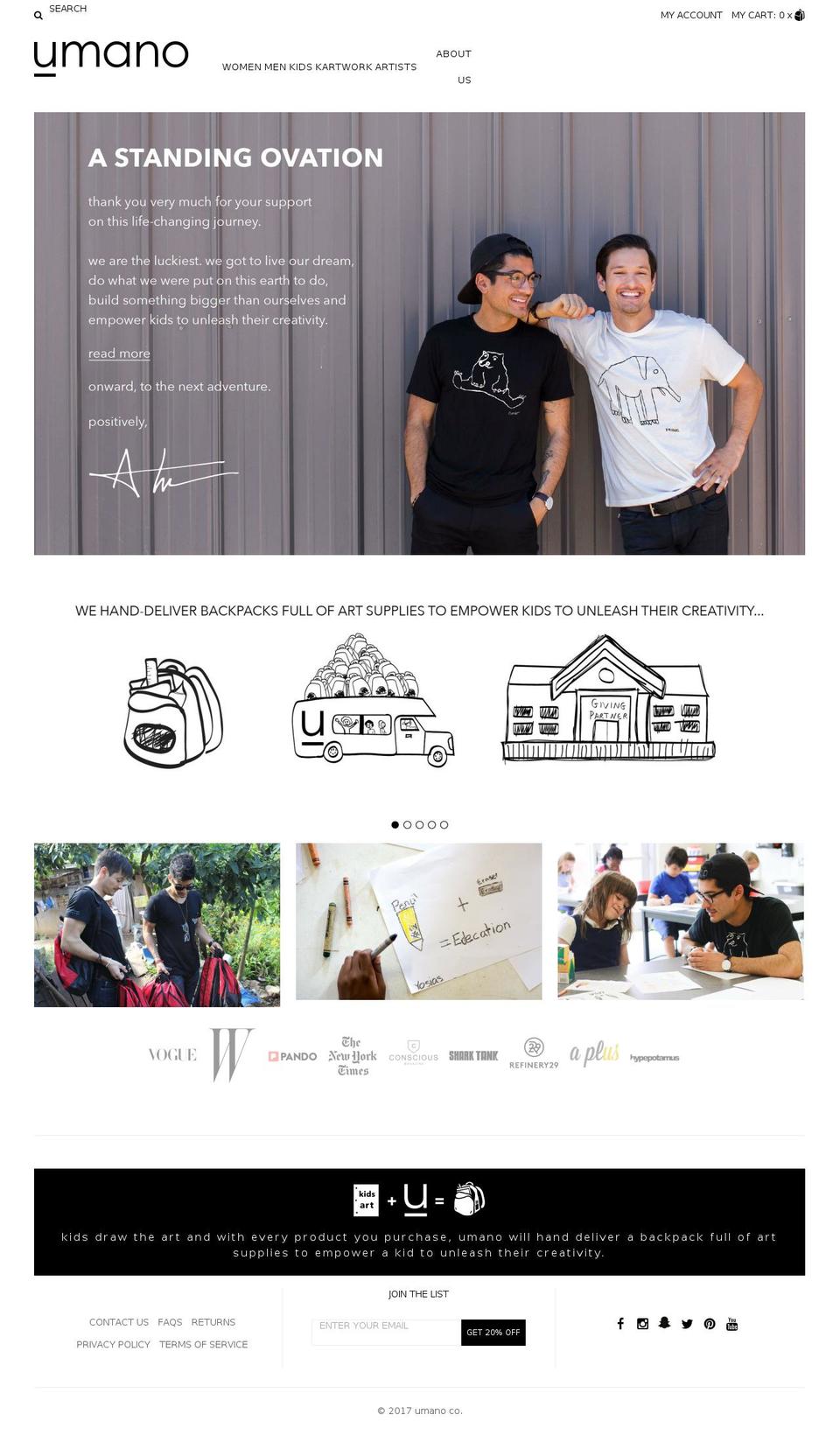 LIVE SITE W\/BUNDLE + QUANTITY 1\/23\/17 Shopify theme site example umanoapparel.com