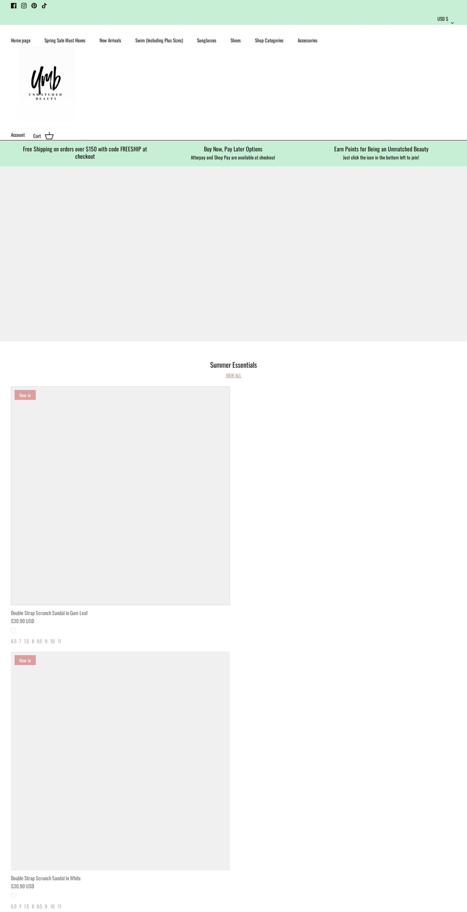 umbboutique.com shopify website screenshot