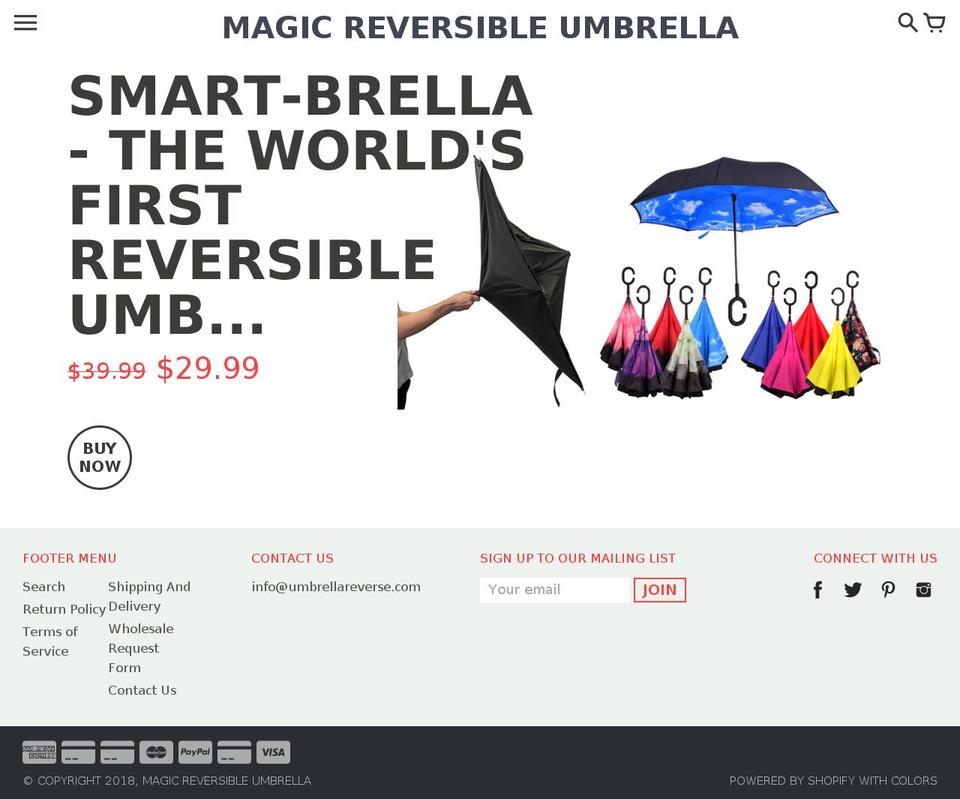 umbrellareverse.com shopify website screenshot