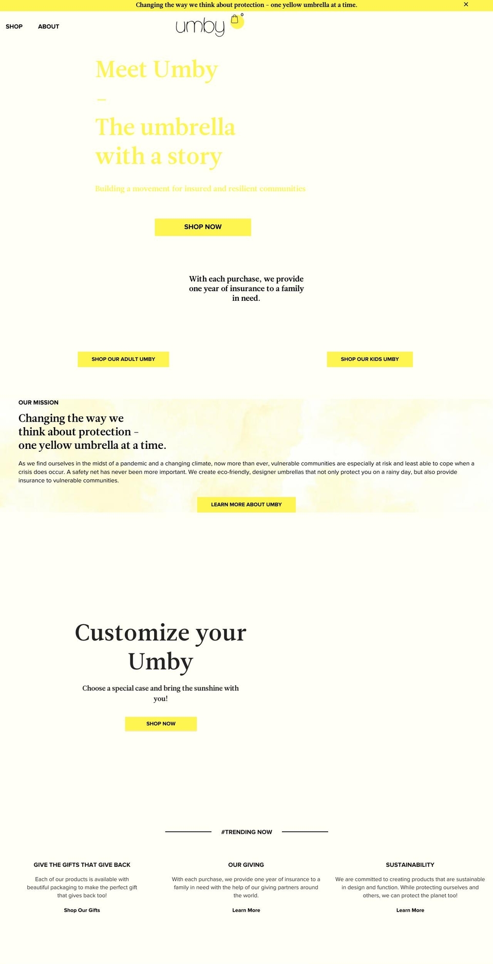 Minion Shopify theme site example umby.co