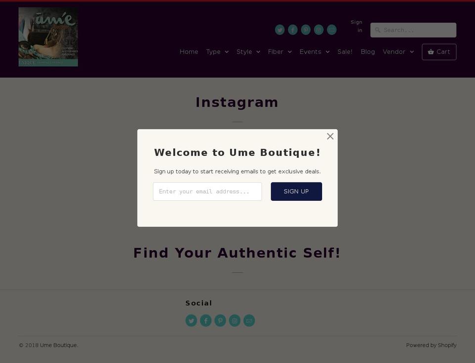 umeboutique.com shopify website screenshot