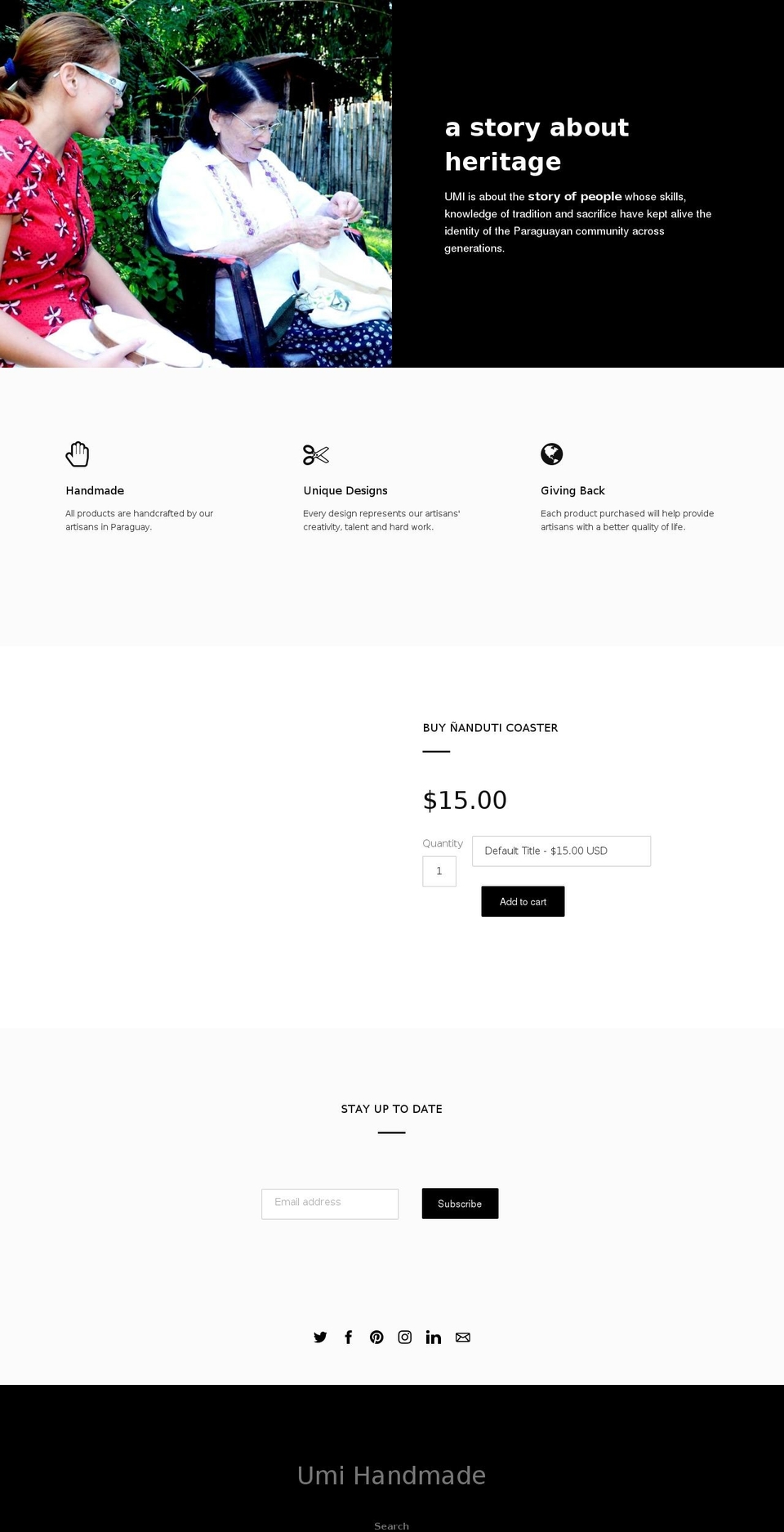 umihandmade.com shopify website screenshot