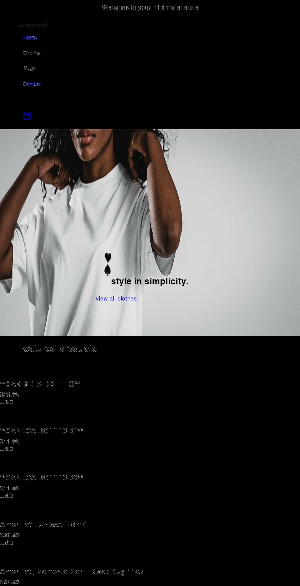 uminimal.com shopify website screenshot