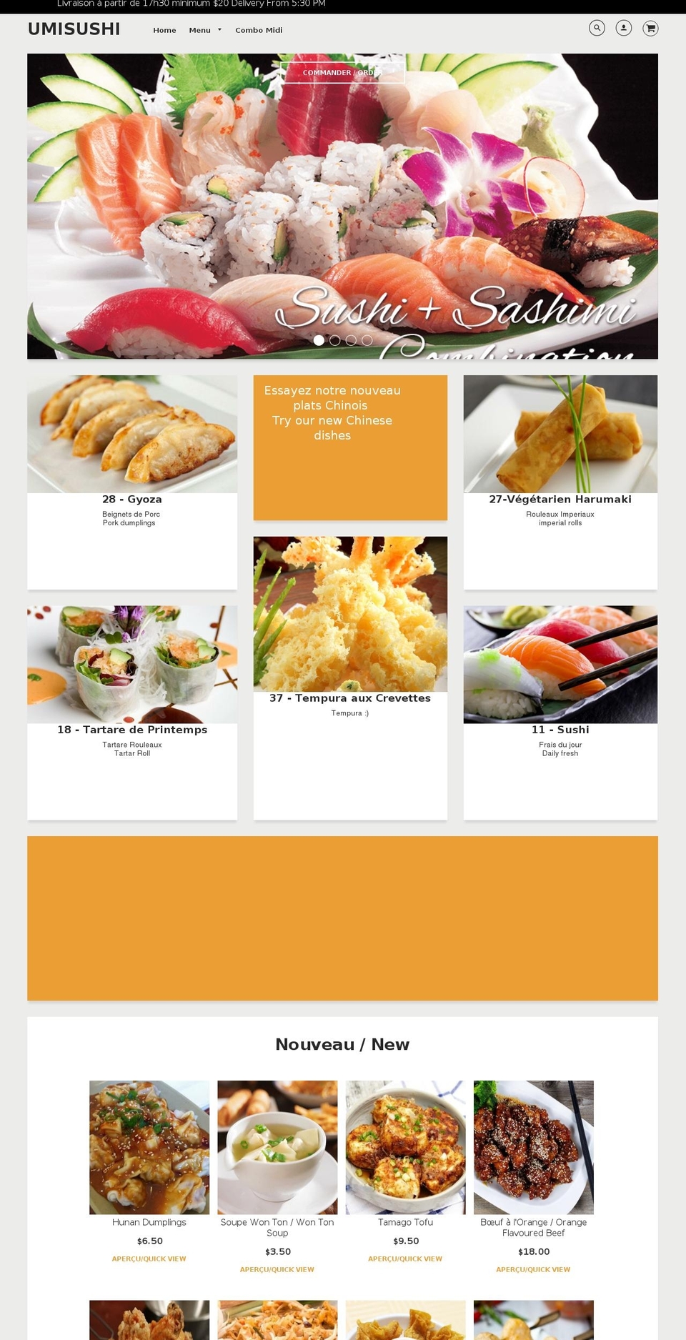 umisushi.ca shopify website screenshot