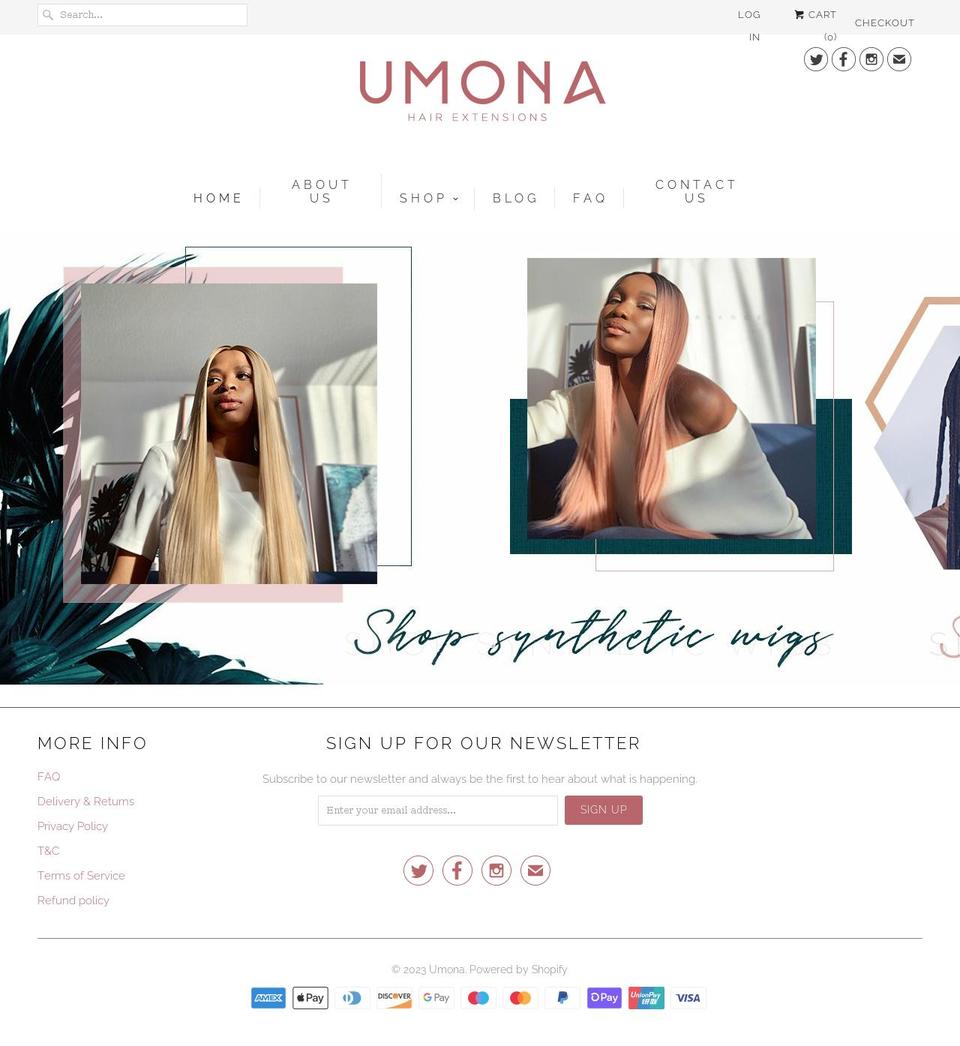 umona.co.uk shopify website screenshot