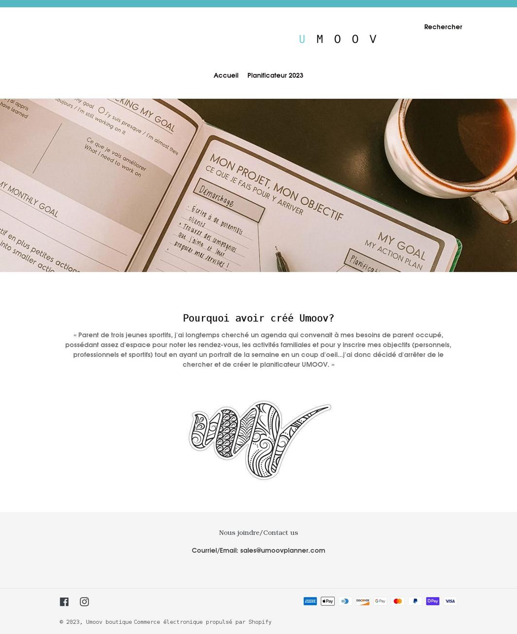 umoovplanner.com shopify website screenshot