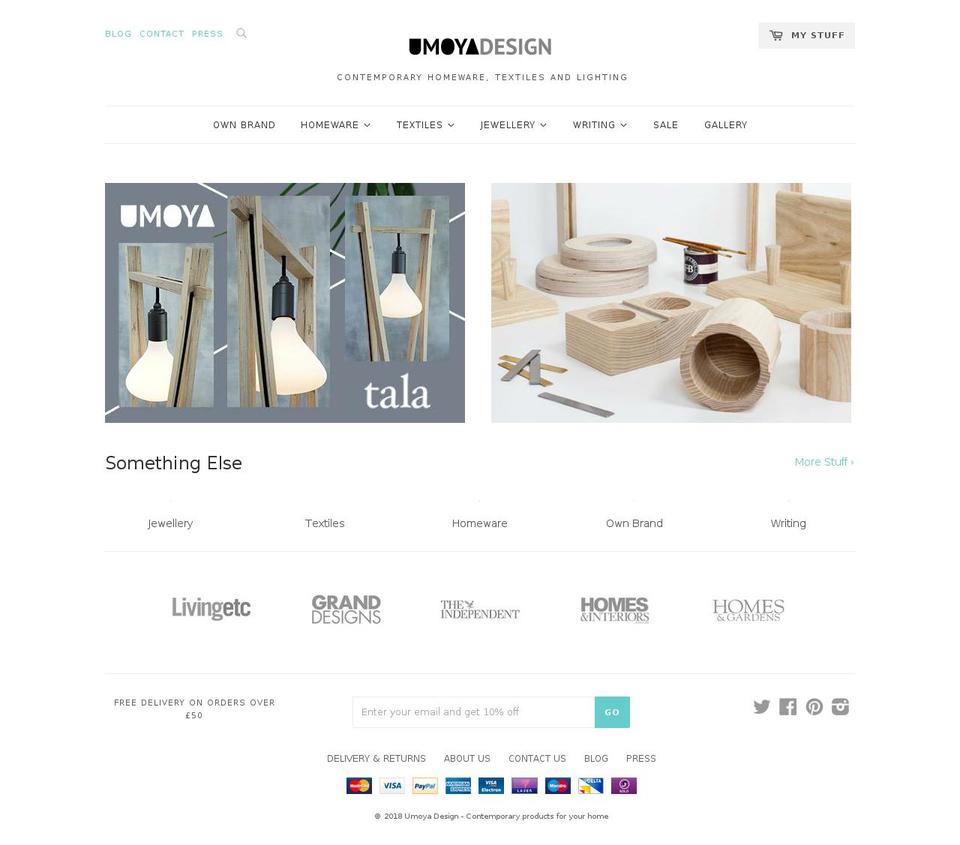 umoyadesign.com shopify website screenshot