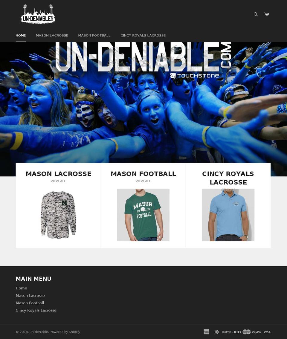 un-deniable.com — Shopify storefront screenshot