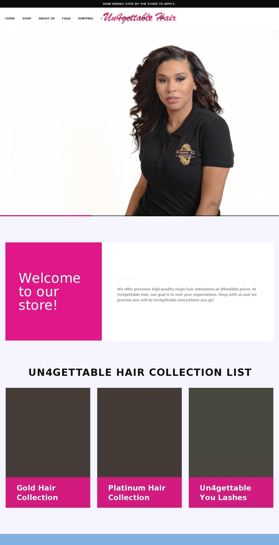 un4gettablehair.com shopify website screenshot