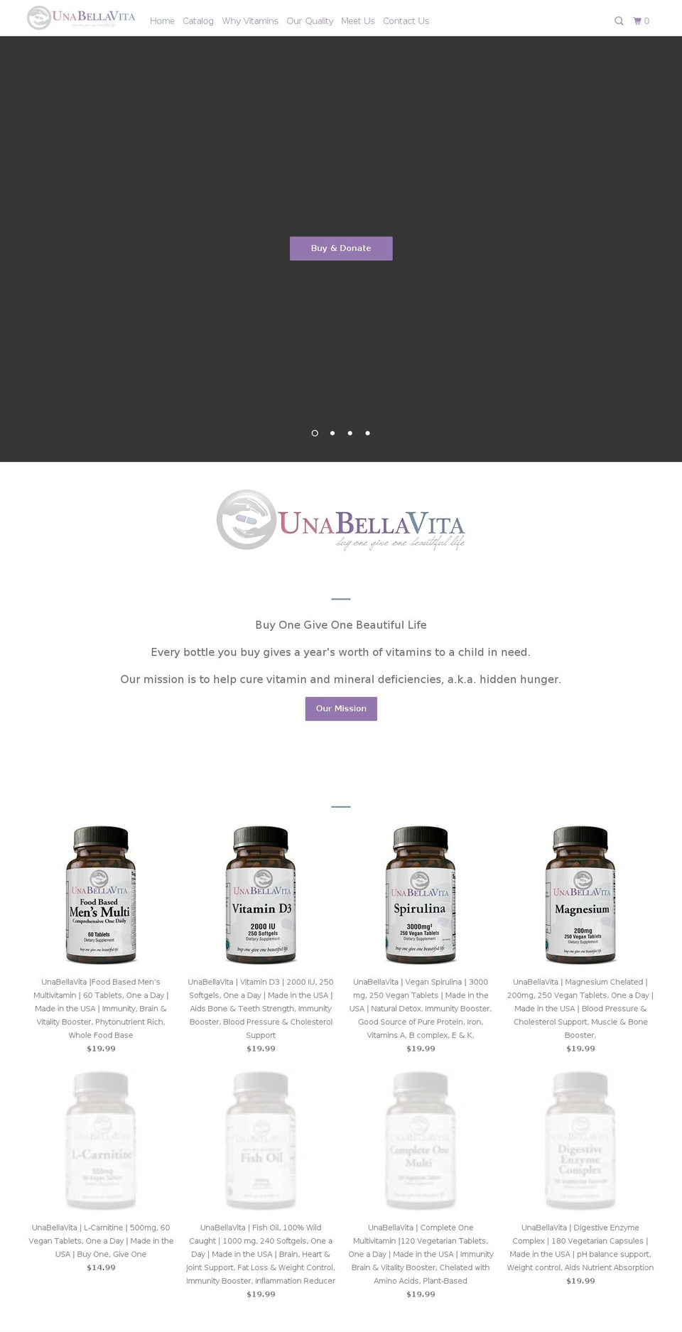 unabellavita.com — Shopify storefront screenshot