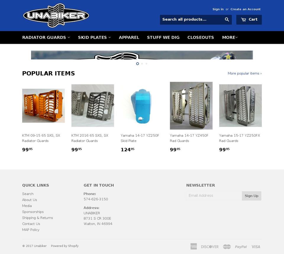unabiker.com shopify website screenshot