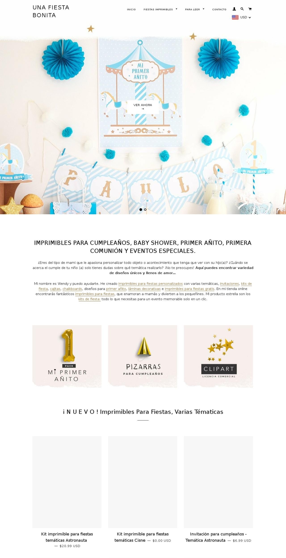 unafiestabonita.com shopify website screenshot