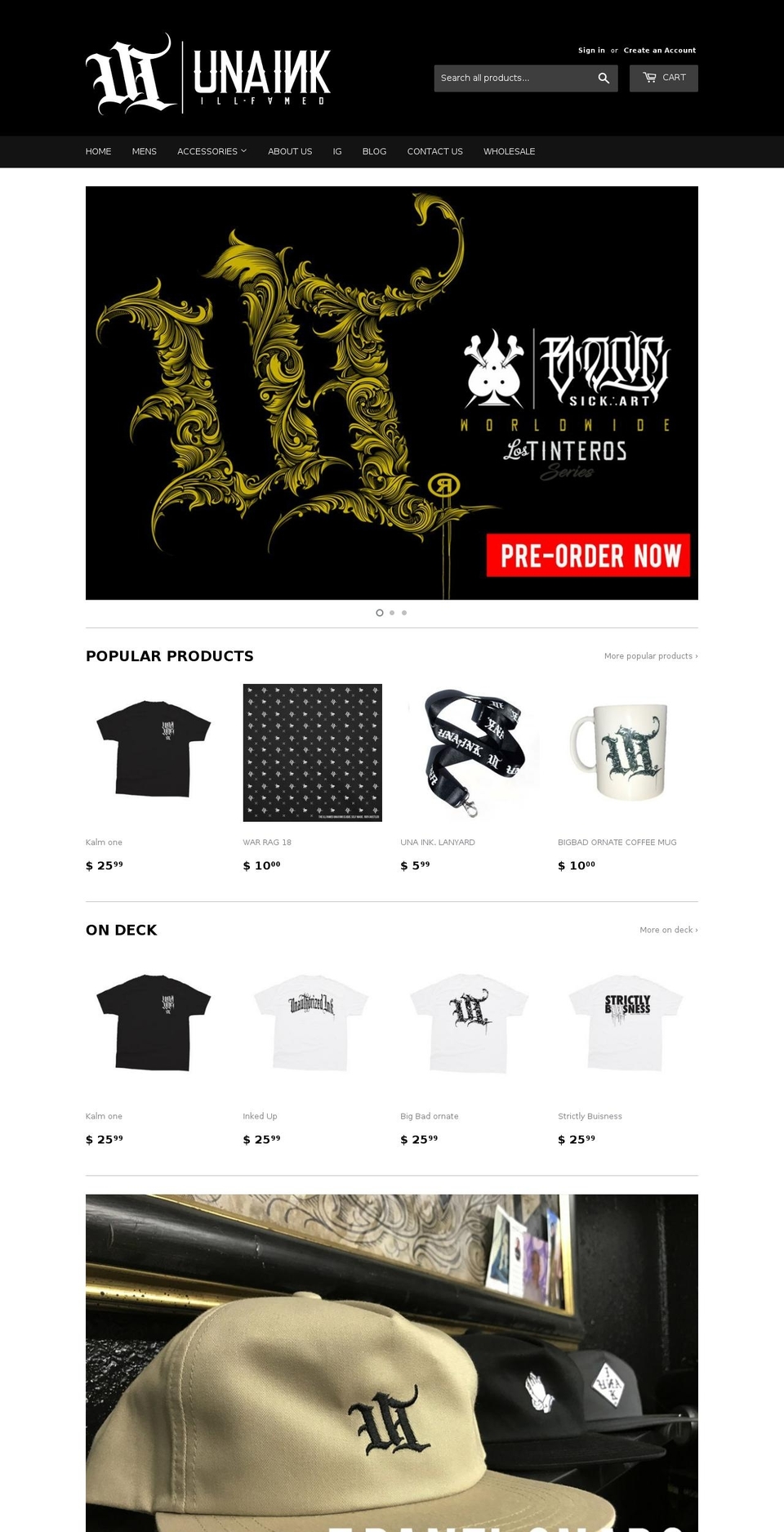 unaink.com — Shopify storefront screenshot