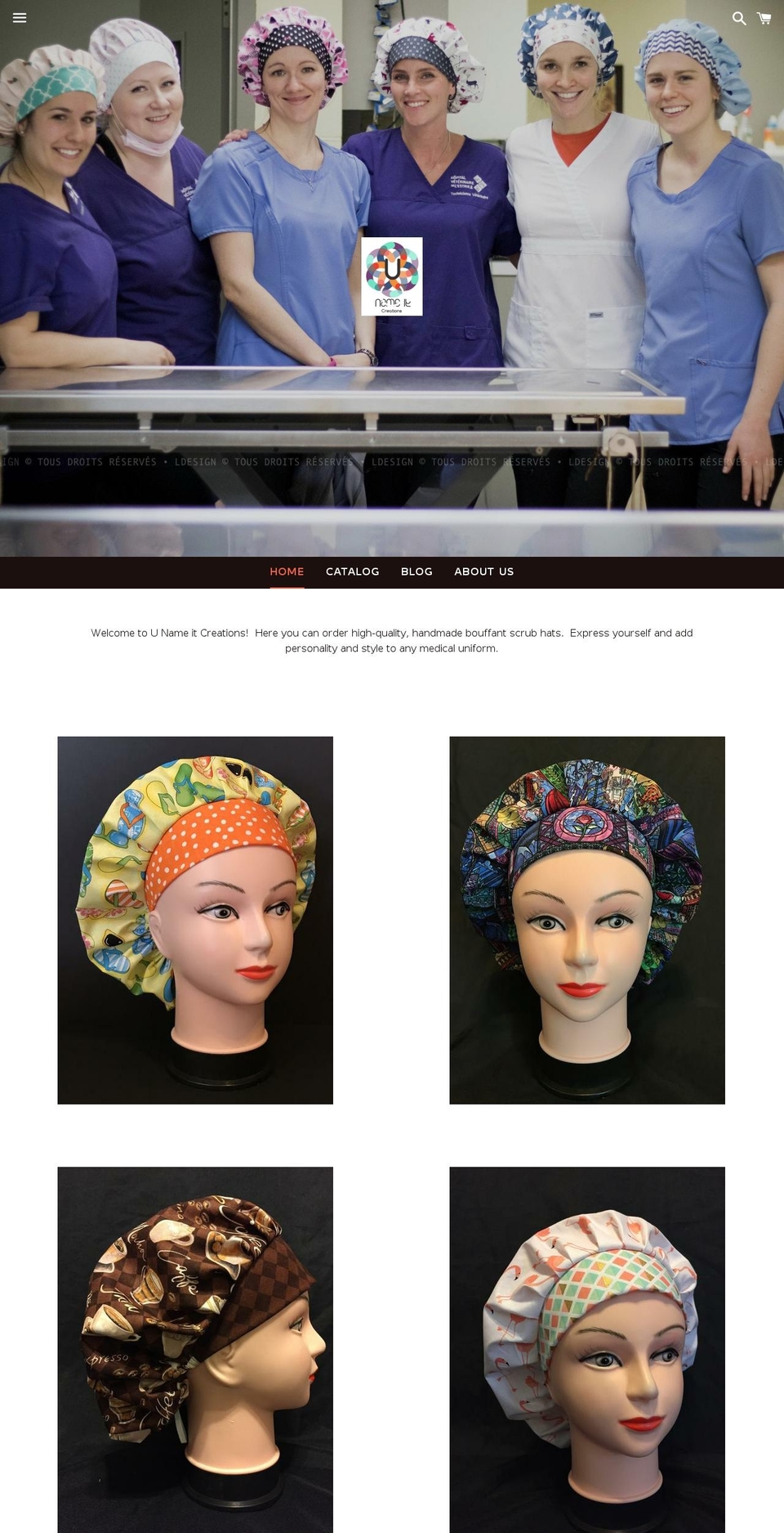 unameitcreations.com shopify website screenshot