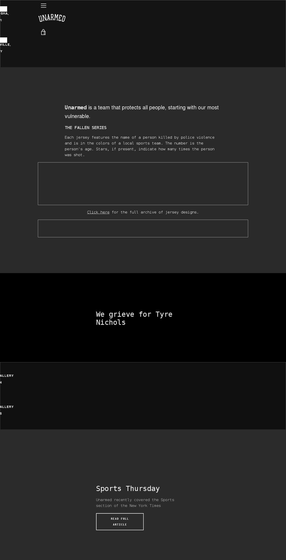 unarmed.co shopify website screenshot