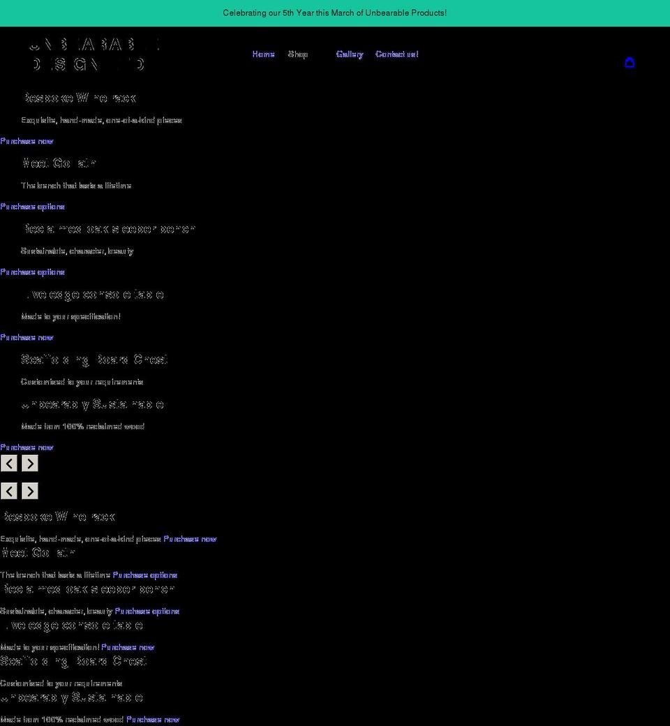 unbearabledesign.co.uk shopify website screenshot