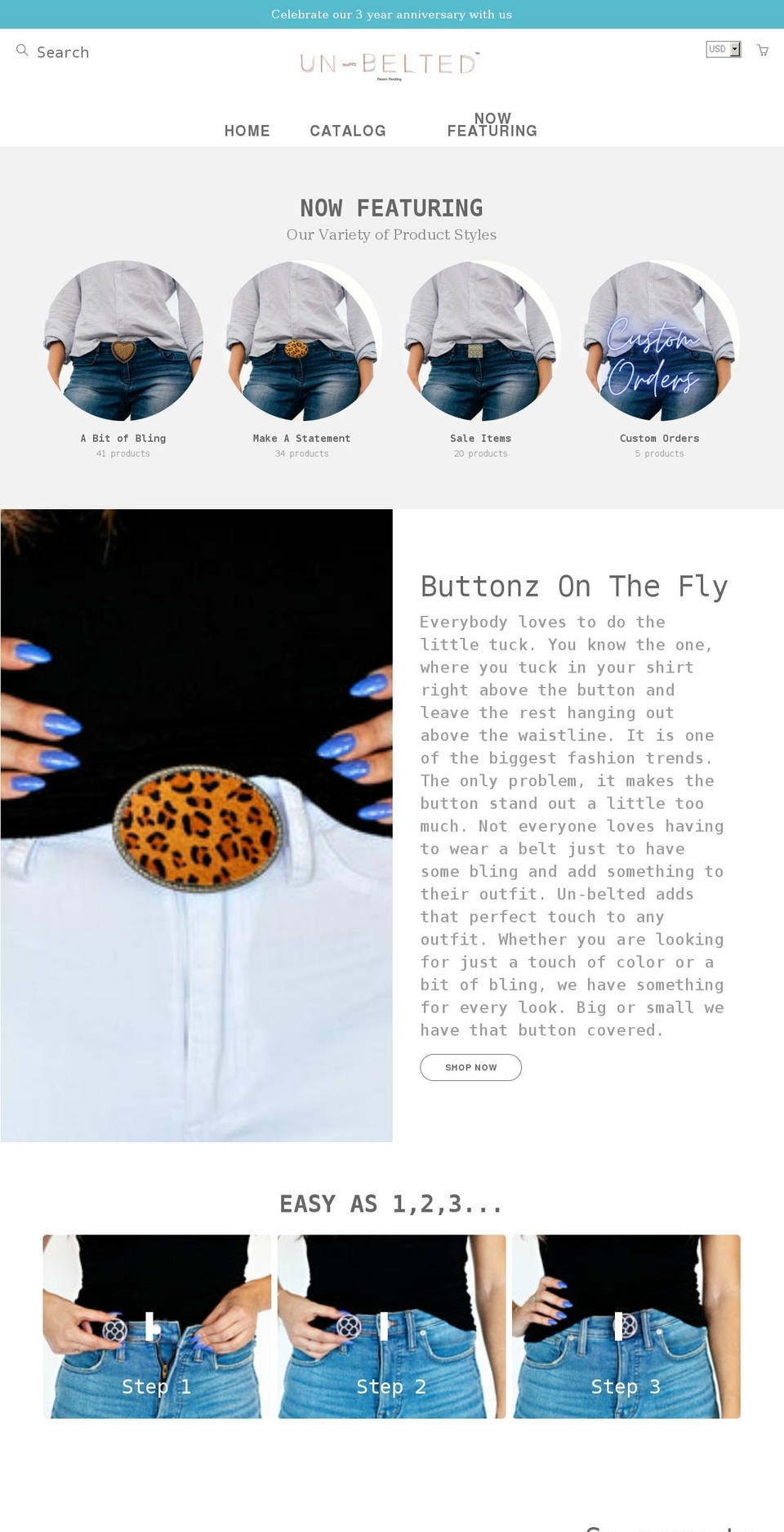 unbelted.com shopify website screenshot