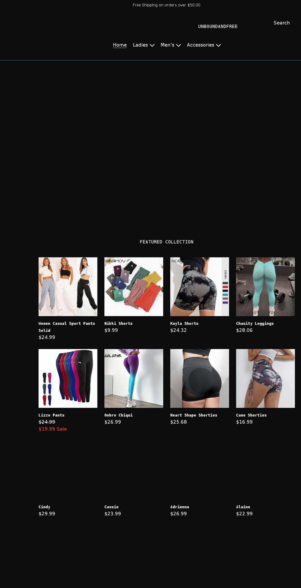 unboundandfreeapparel.com shopify website screenshot