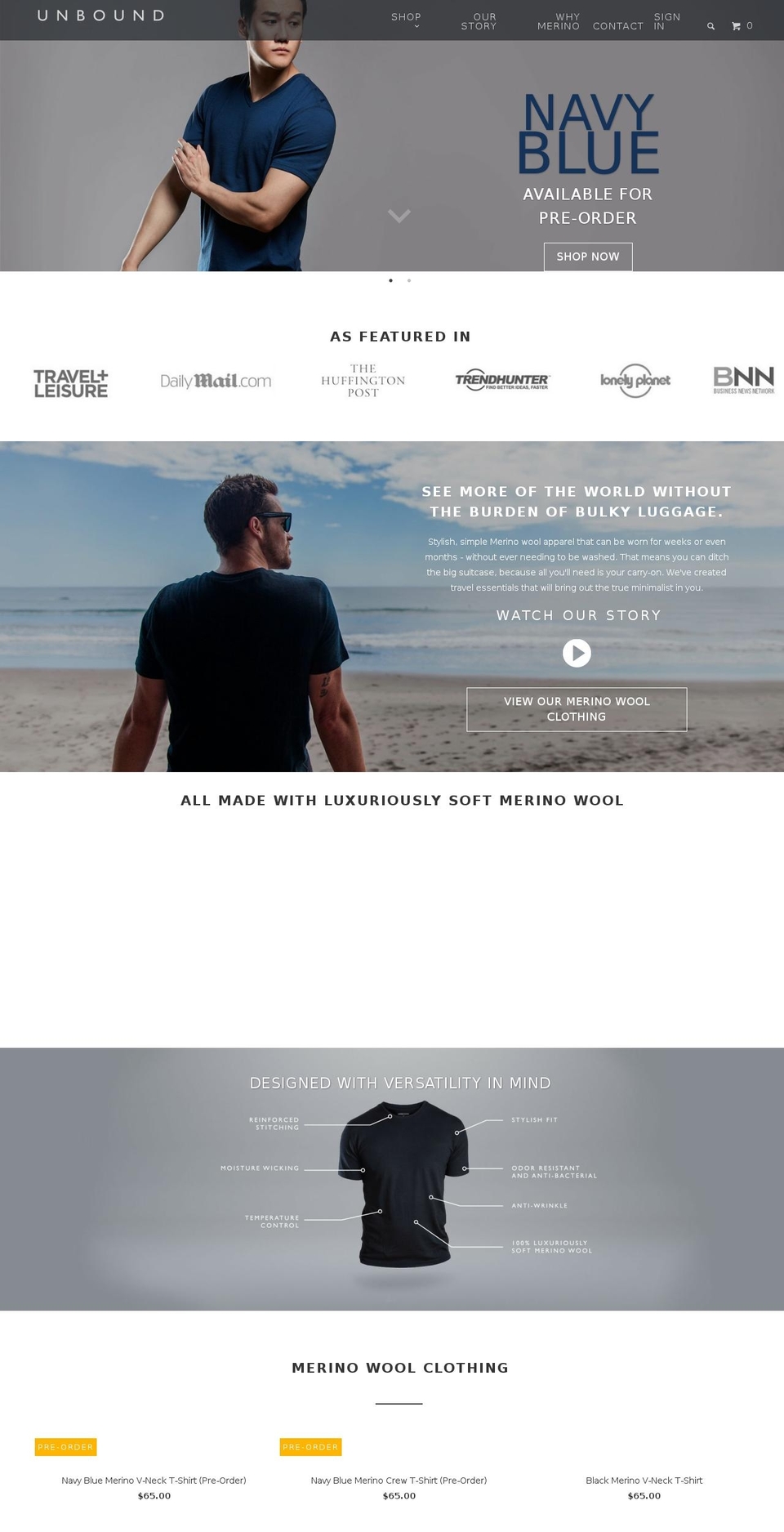 unboundmerino.com shopify website screenshot