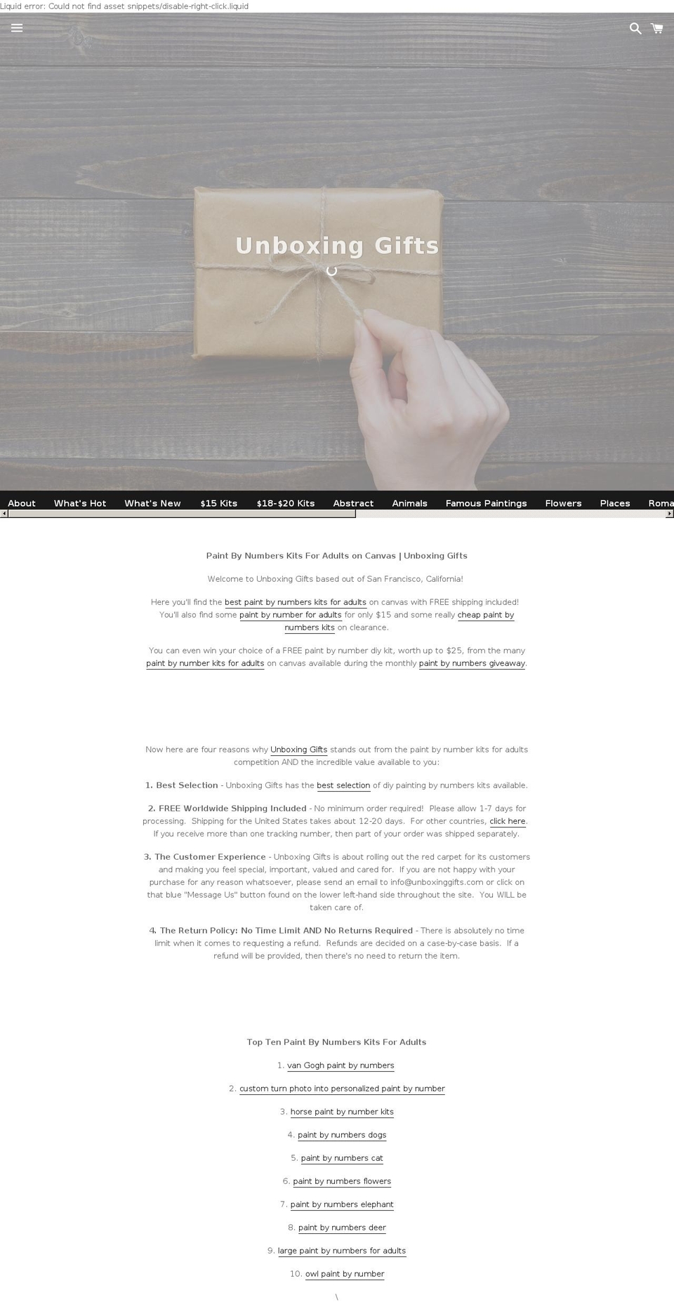 unboxinggifts.com — Shopify storefront screenshot