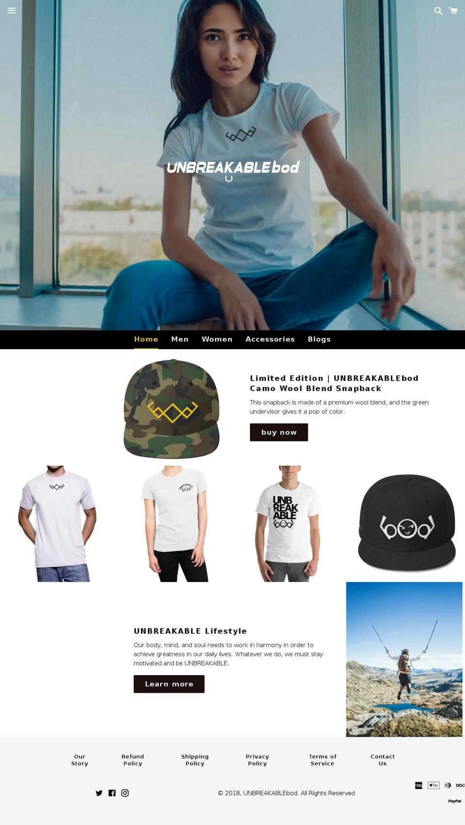 unbreakablebod.com shopify website screenshot