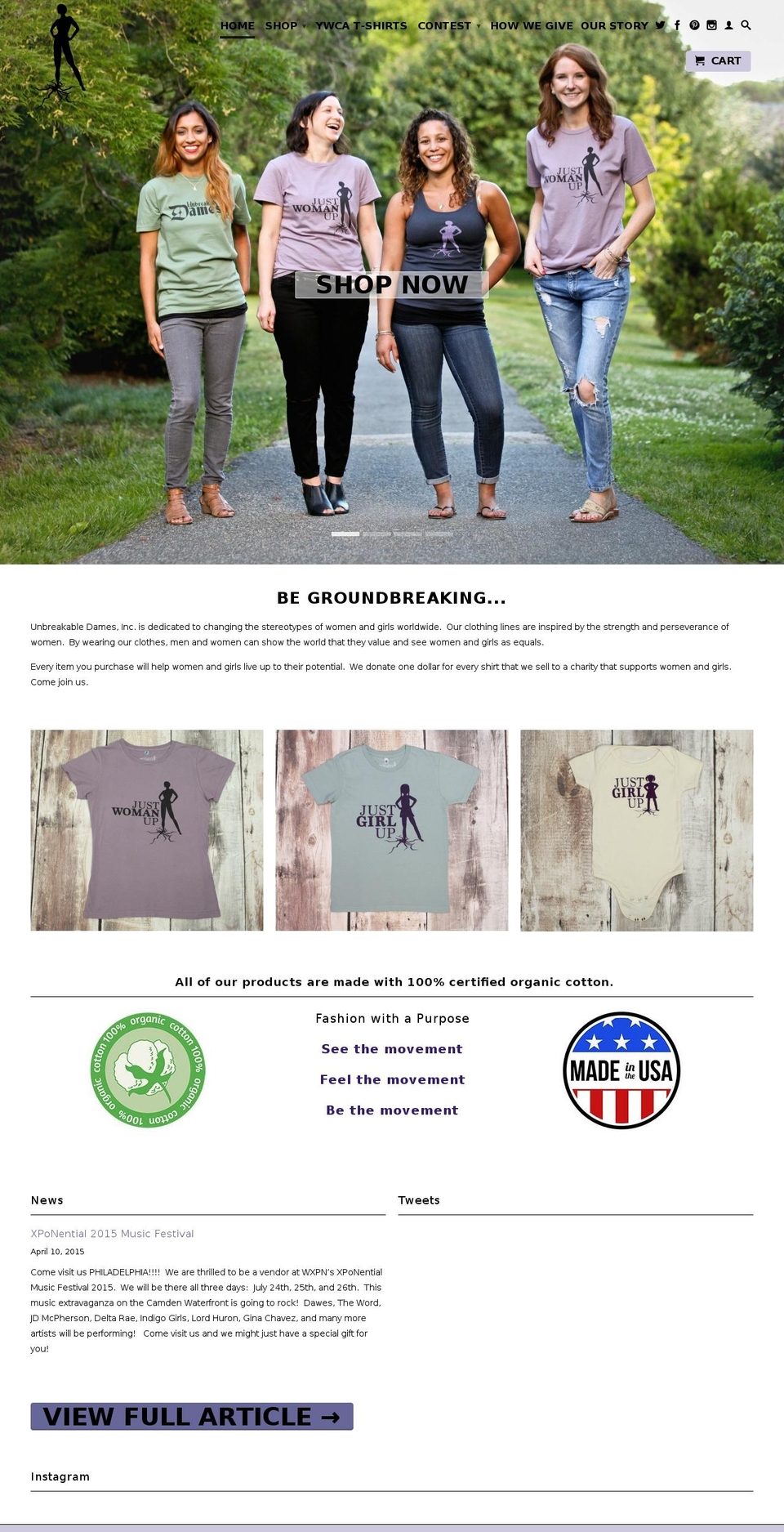 unbreakabledames.com — Shopify storefront screenshot