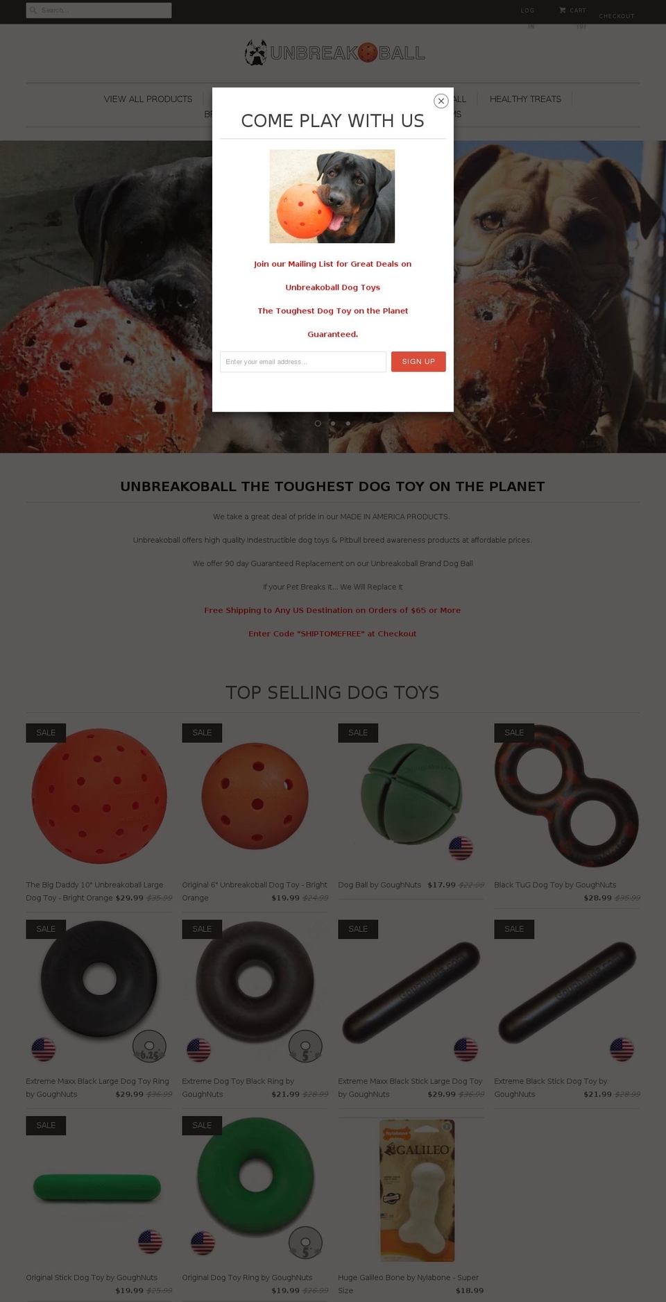 unbreakoball.net shopify website screenshot