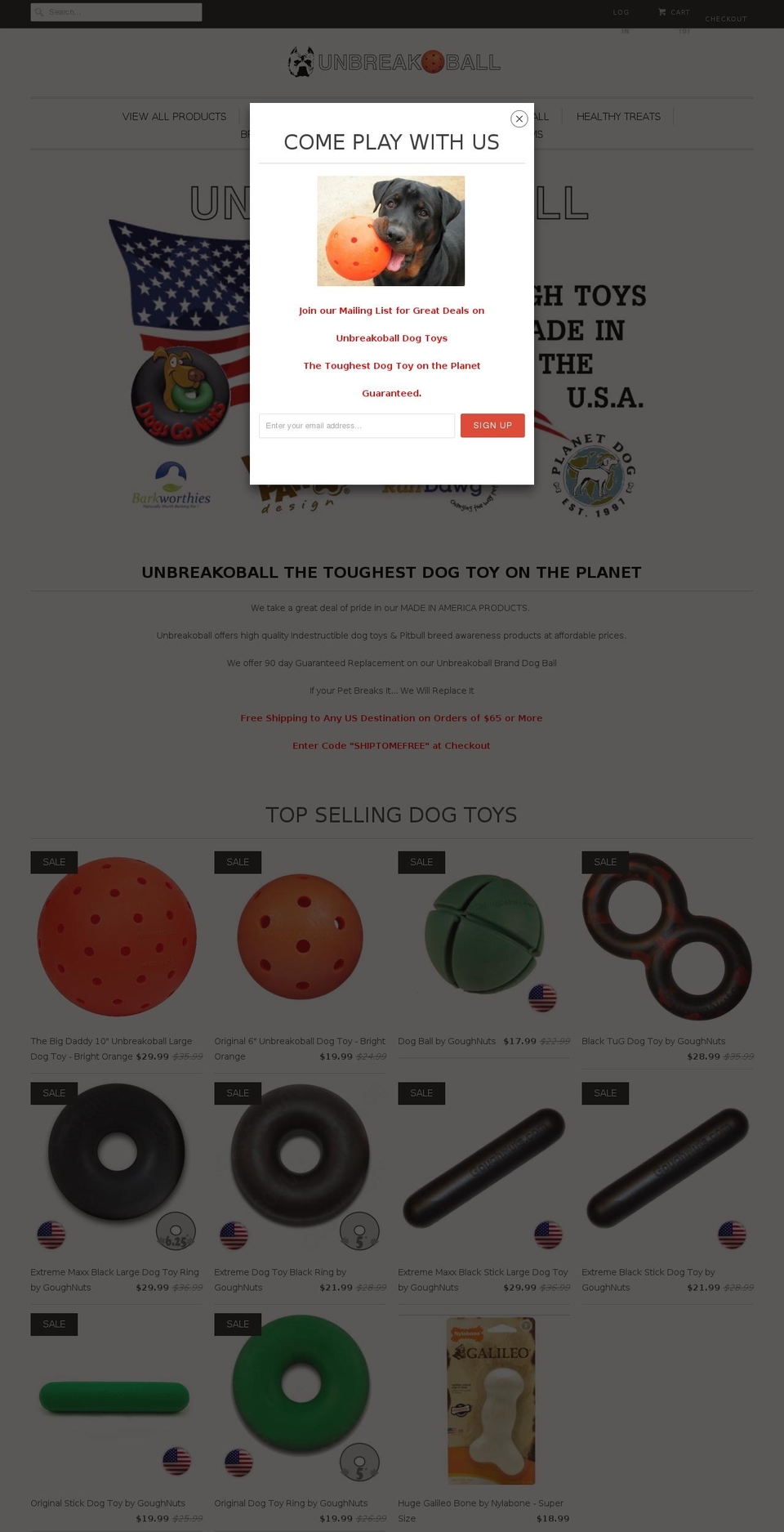 unbreakoballs.com — Shopify storefront screenshot