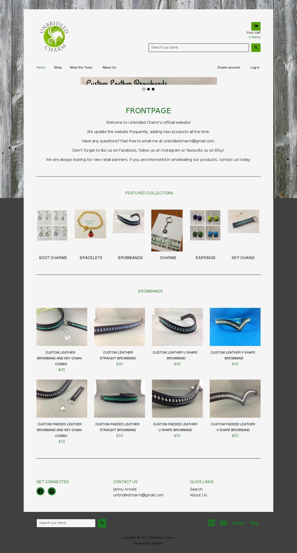 unbridledcharm.com shopify website screenshot