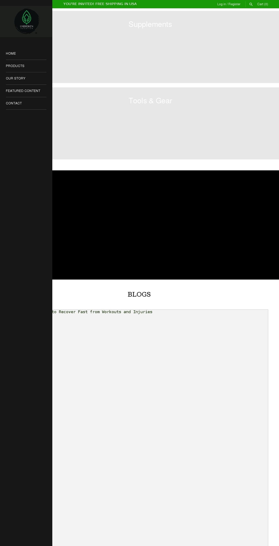 unbrokenintention.com shopify website screenshot