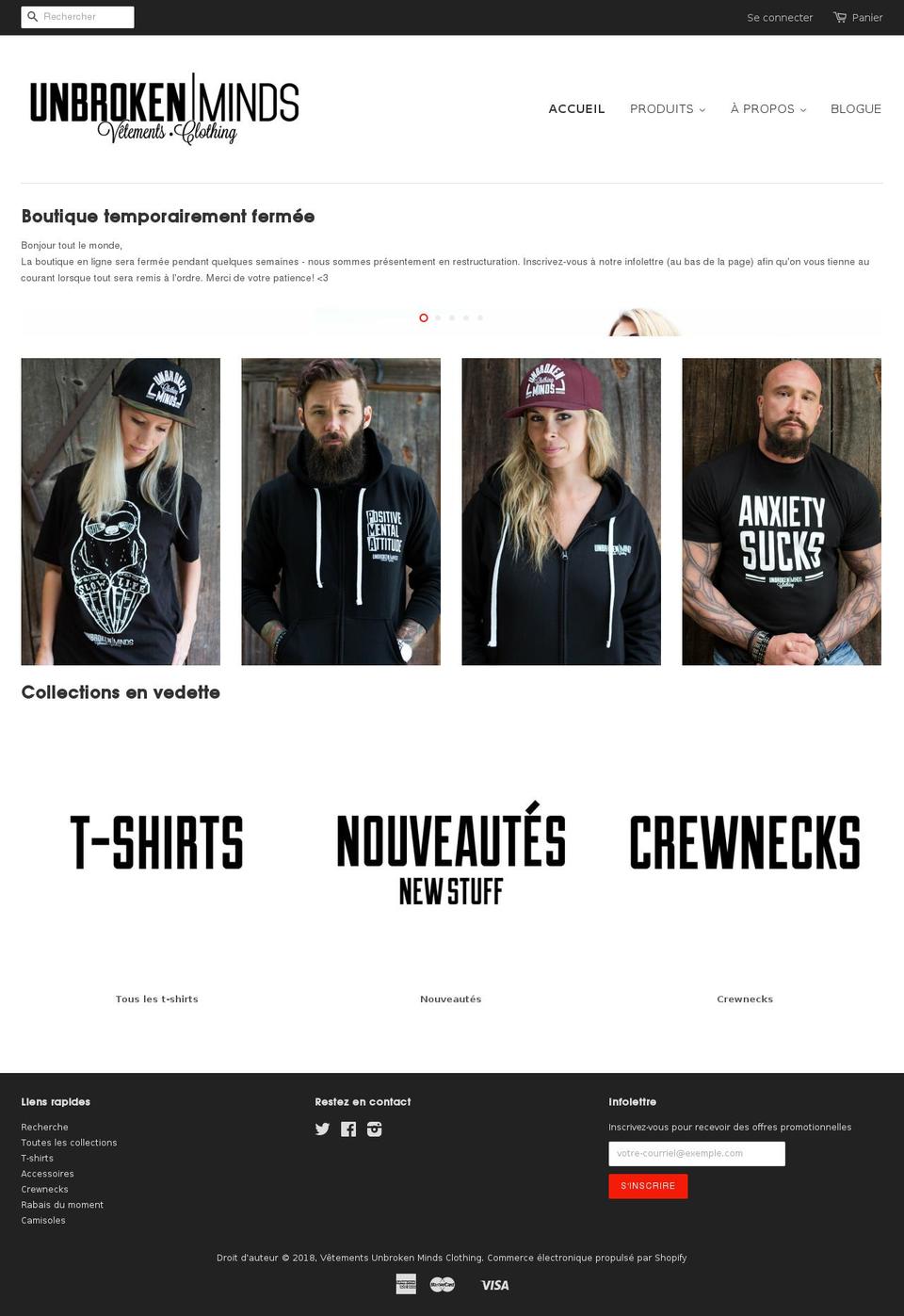 unbrokenminds.clothing shopify website screenshot