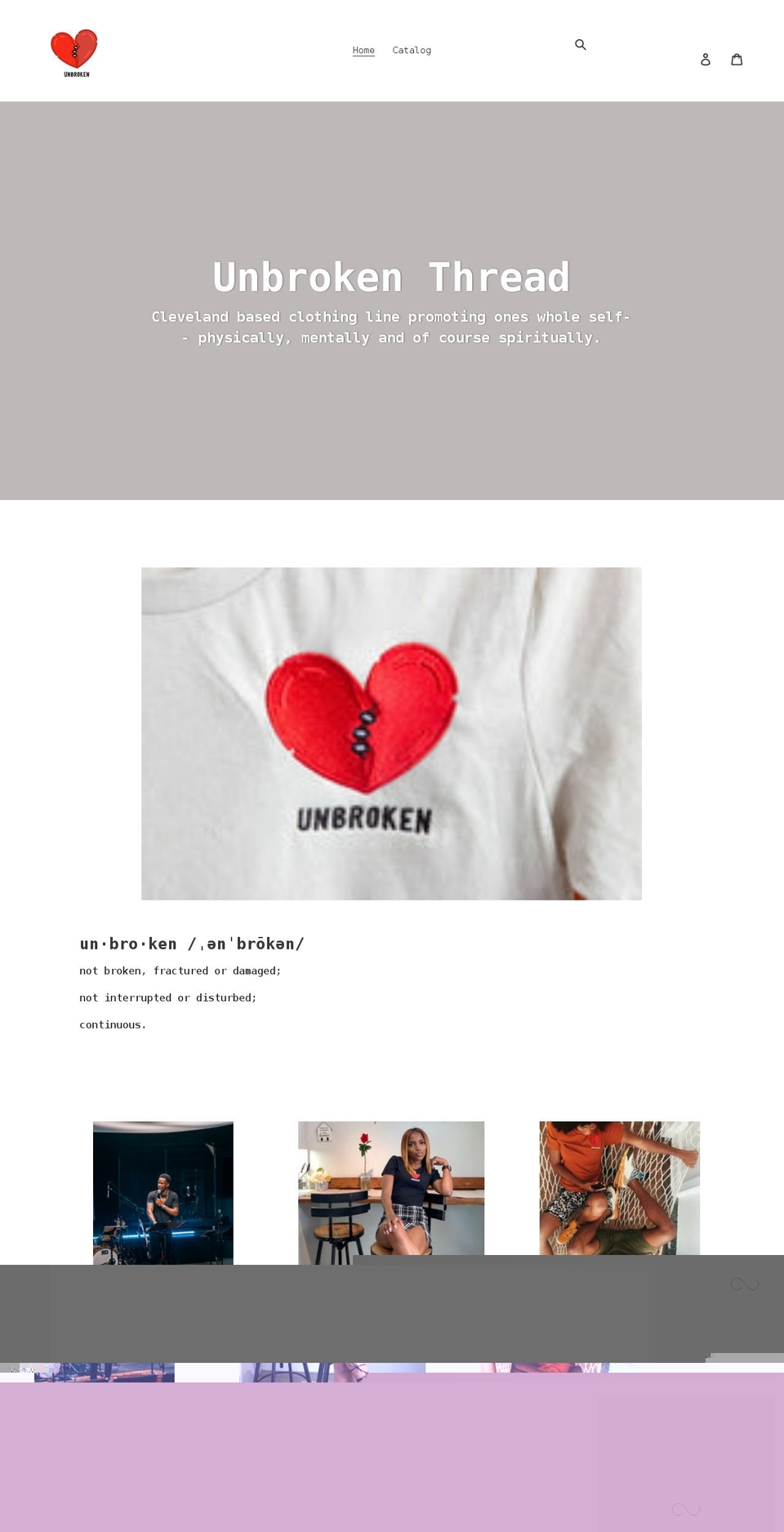 unbrokenthread.net shopify website screenshot