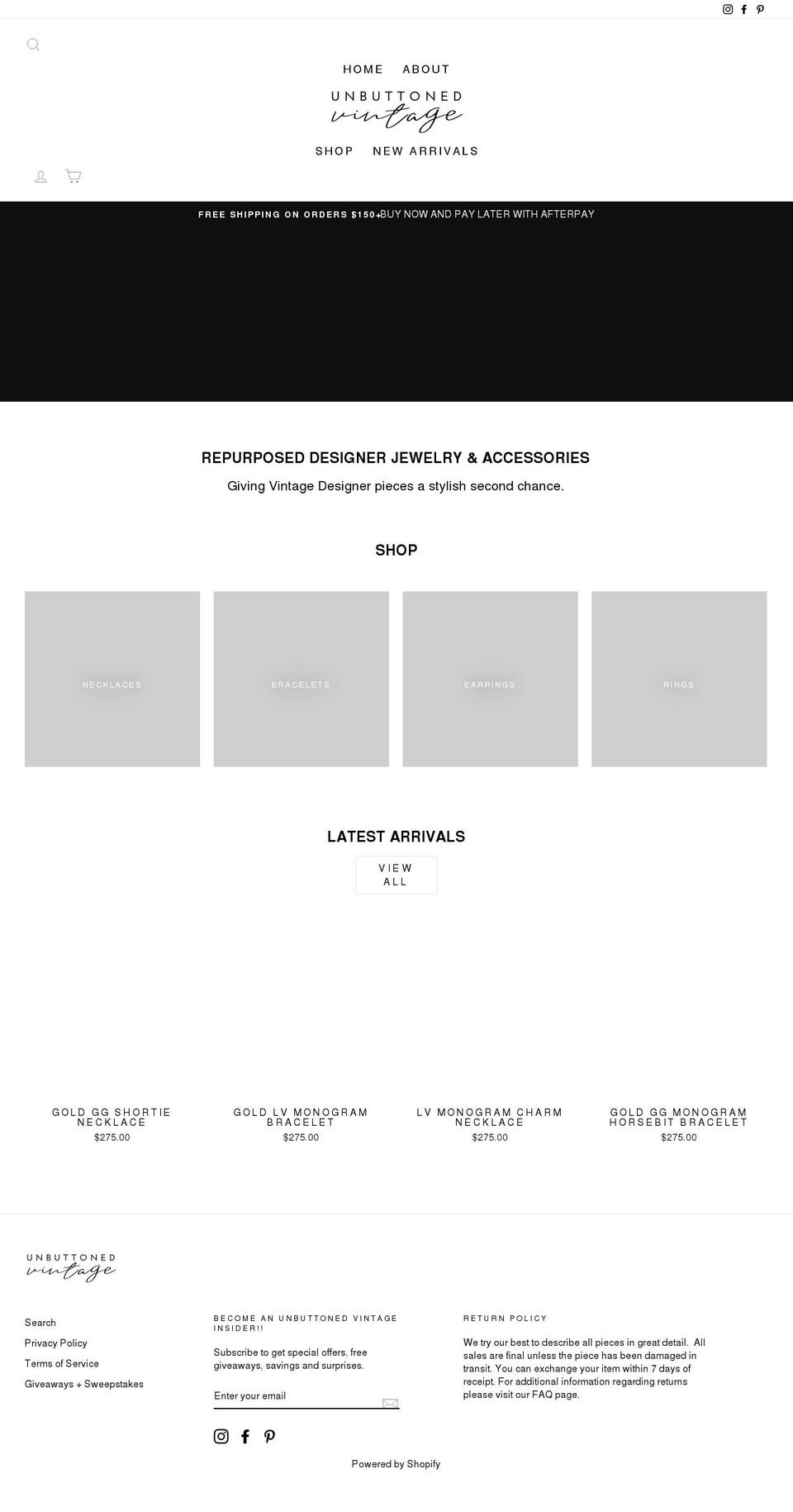 unbuttonedvintage.com shopify website screenshot