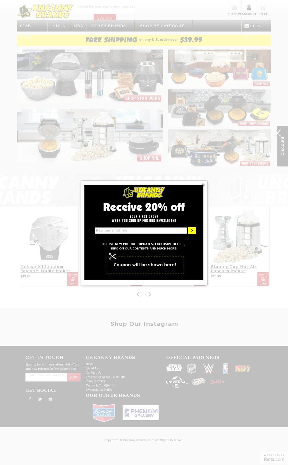 uncannybrands.com shopify website screenshot