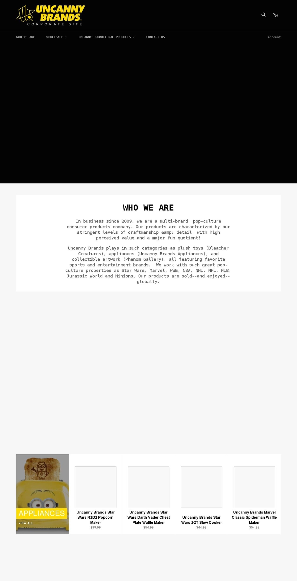uncannybrandswholesale.com shopify website screenshot